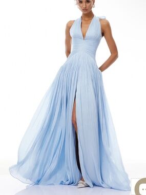 Miss rosier- Térébenthine Blue Glossy Gathered Maxi Dress